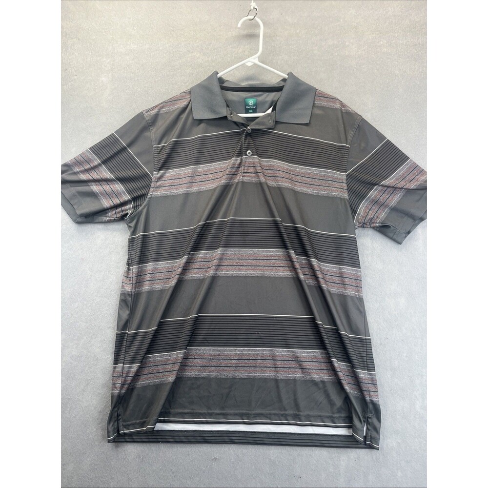 Pro Tour Golf Shirt Polo Mens XL Gray Orange Stripe Short Sleeve